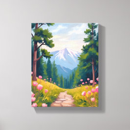 Bergwanderung | Florale Naturlandschaft Aquarell Leinwanddruck
