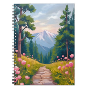 Bergwanderung   Florale Naturlandschaft Aquarell Notizblock