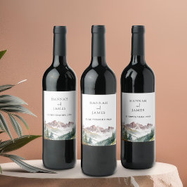 Bergwasserfarbe Rustikale Hochzeit im Freien Weinetikett