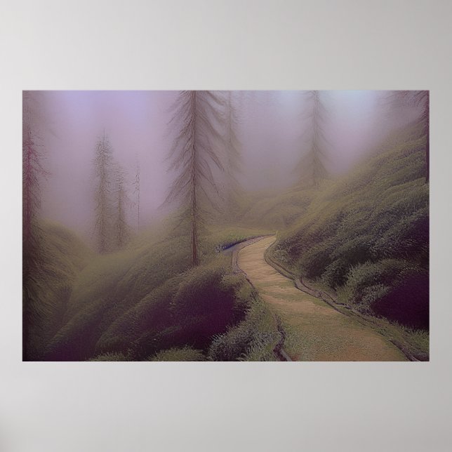 Bergweg - farbenfrohe Malerei Poster (Vorne)
