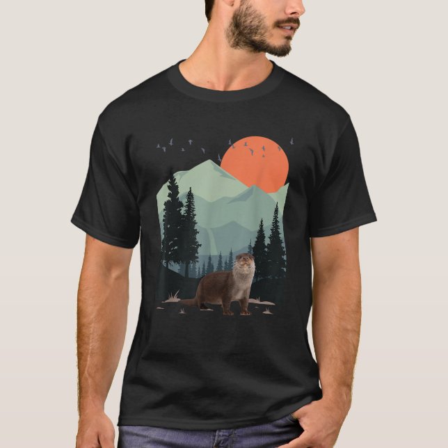 Bergwelt Abenteuer Sunset Pine Tree Sea T-Shirt (Vorderseite)