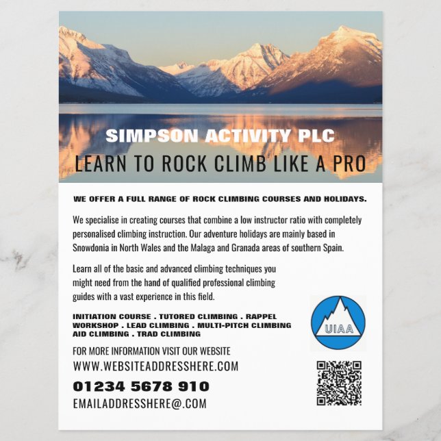 Bergwelt, Wandern und Klettern Advert Flyer (Vorne)