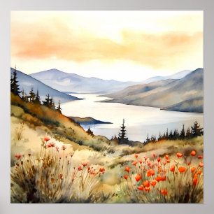Bergwelt Wasserfarbenen Malerei Kunst, Dichtung un Poster