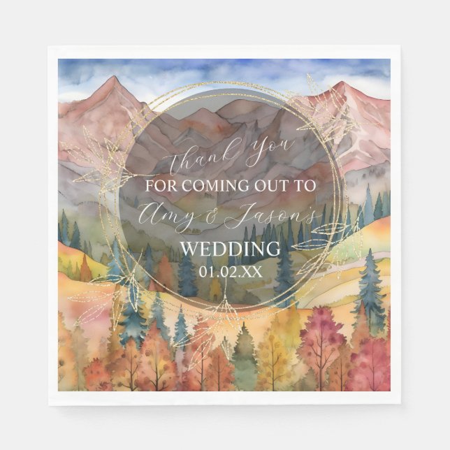 Bergwelt Wasserfarbenwelt Zielort Hochzeit C Serviette (Vorderseite)