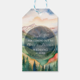 Bergwelt Wasserfarbenwelt Zielort Hochzeit Geschenkanhänger