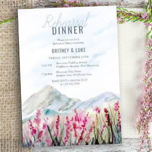 Bergwiese Wasserfarbe Hochzeitsprobe Dinner Einladung