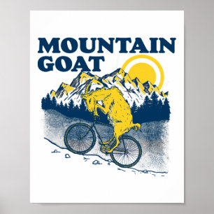 Bergziege Lustige Mountainbike-Fahren Ziegen-Biker Poster