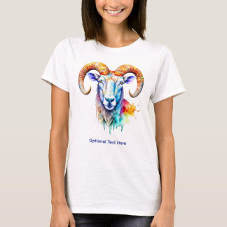 Bergziege Ram Multicolor Tropfen Wasserfarbe T-Shirt