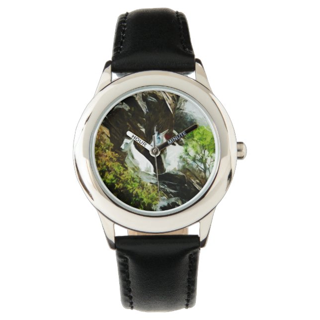 Bergziege und Baby Abstrakt Armbanduhr (Vorderseite)