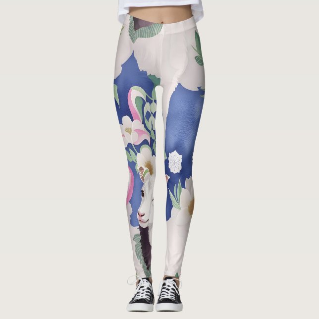 Bergziege Wasserfarbenes Muster Leggings (Vorderseite)