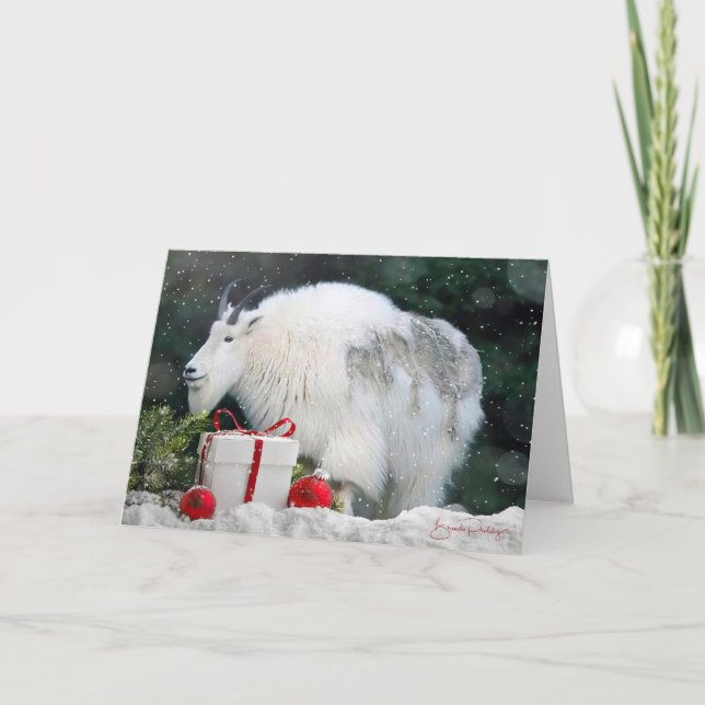 Bergziege zu Weihnachten - 12x18 Blank Card Dankeskarte (Vorderseite)