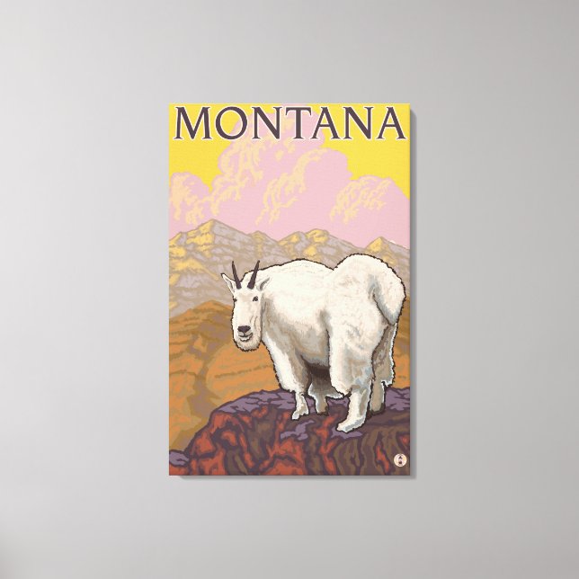 BergziegeMontanaVintage Reiseplakat Leinwanddruck (Vorderseite)