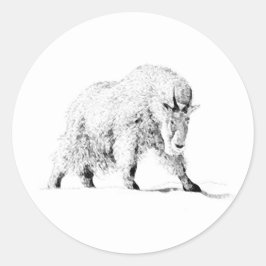 Bergziegen-Logo (Line Art. Runder Aufkleber