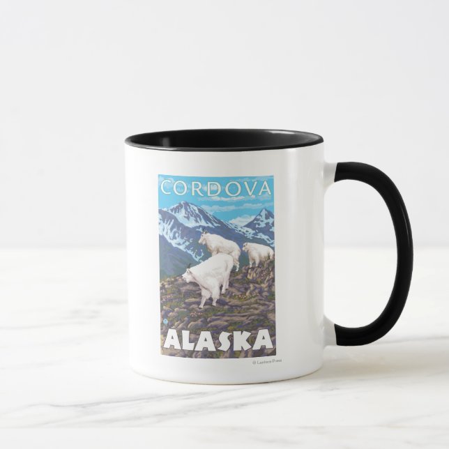 Bergziegen-Szene - Cordova, Alaska Tasse (Rechts)