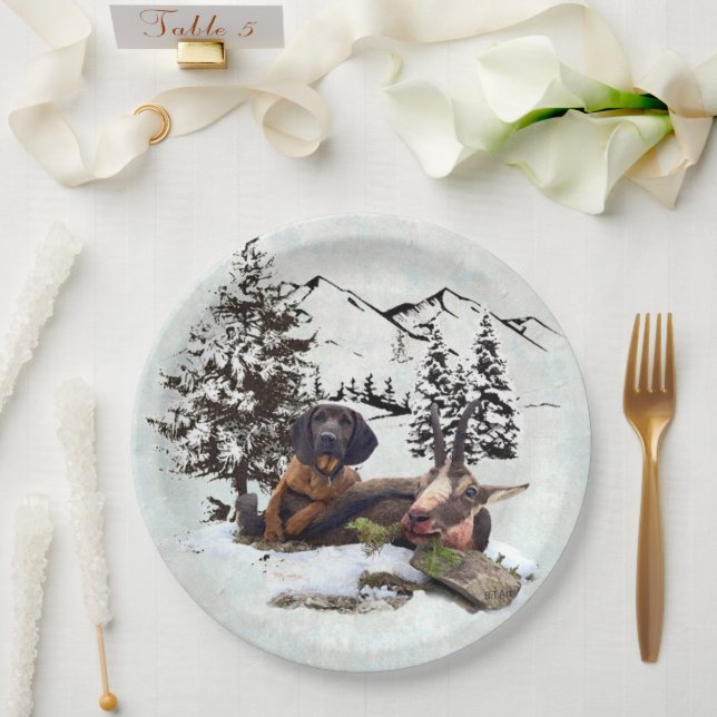 Bergziegenjagd Pappteller (Hochzeit)