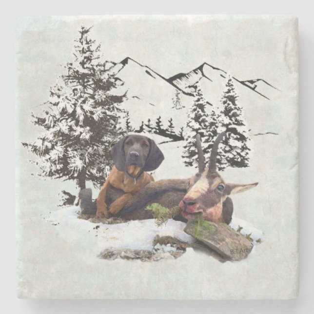 Bergziegenjagd Steinuntersetzer (Vorderseite)