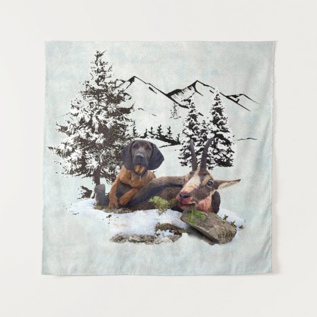 Bergziegenjagd Wandteppich (Vorderseite)