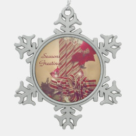 Beribboned Holiday Candle Schneeflocken Zinn-Ornament