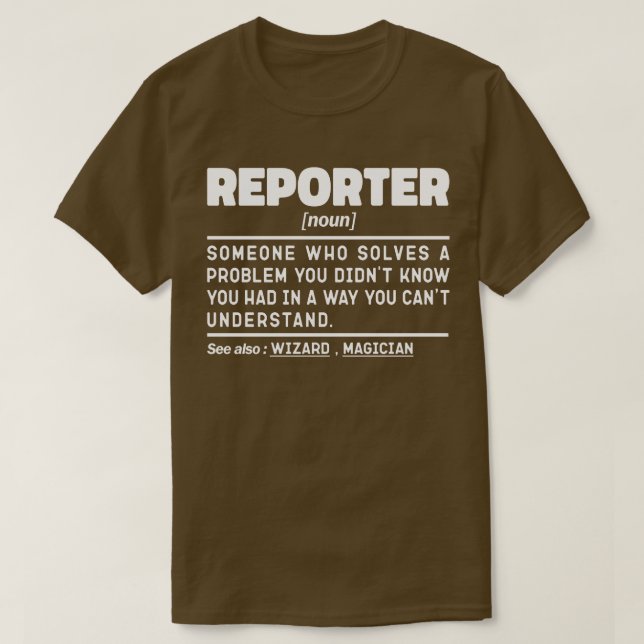 Bericht Noun Berichterstattung Pressemitteilung Co T-Shirt (Design vorne)