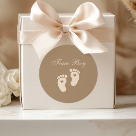 Bericht über Baby Footprints Team Boy Brown Gender Runder Aufkleber