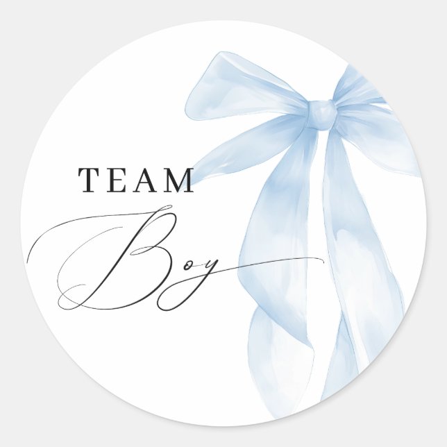 Bericht über das Blaue Bow Team Boy Gender Runder Aufkleber (Vorderseite)