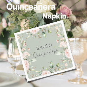 Bericht über die grüne Flora und Aquarellfarbe Serviette
