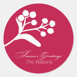 Beries and Branches Holiday wünscht Aufkleber