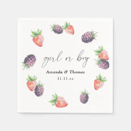 Beries Gender Reveal. Mädchen oder Junge Serviette