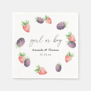 Beries Gender Reveal. Mädchen oder Junge Serviette