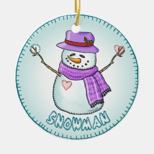 Berieselter Schneemann Keramik Ornament