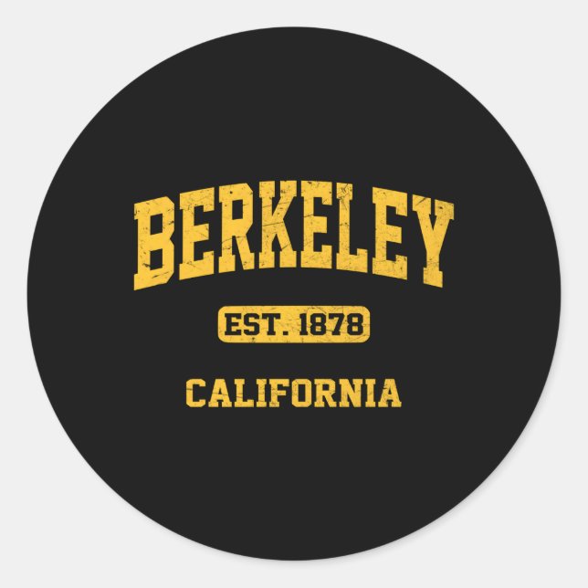 Berkeley California Ca Staat Athletic Style Runder Aufkleber (Vorderseite)