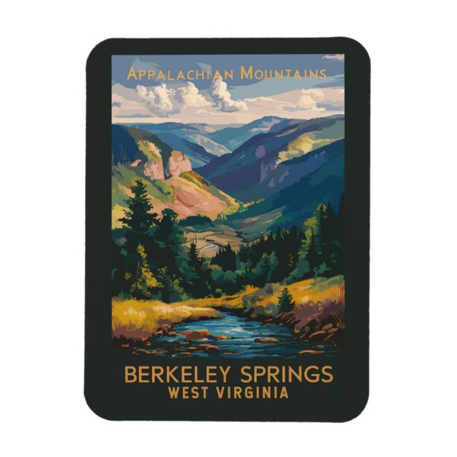 Berkeley Springs Illustration Travel Art Vintag Magnet (Vertikal)