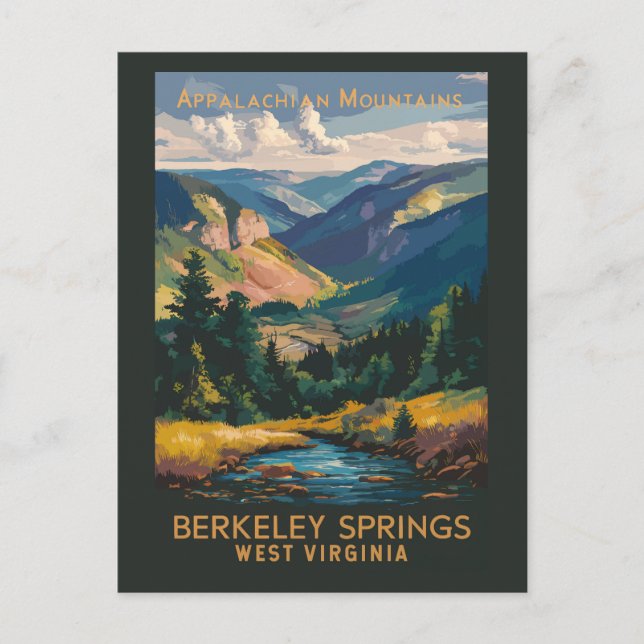 Berkeley Springs Illustration Travel Art Vintag Postkarte (Vorderseite)