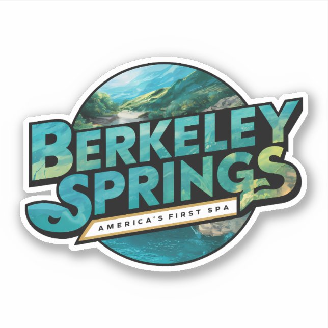 Berkeley Springs Illustration Travel Logo Aufkleber (Vorderseite)