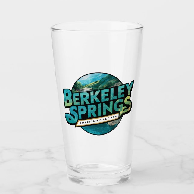 Berkeley Springs Illustration Travel Logo Glas (Vorderseite)