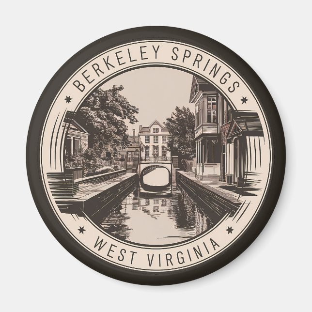 Berkeley Springs West Virginia Illustration Abzeic Magnet (Vorne)