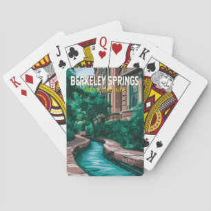 Berkeley Springs West Virginia Illustration Reise Spielkarten