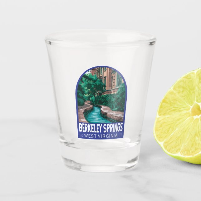 Berkeley Springs West Virginia Illustration Travel Schnapsglas (Vorderseite)