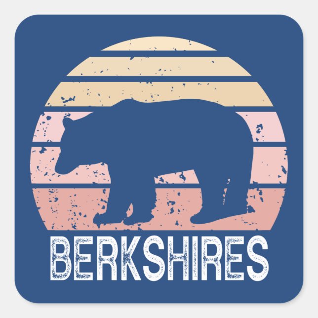 Berkshires Retro-Bär Quadratischer Aufkleber (Vorderseite)