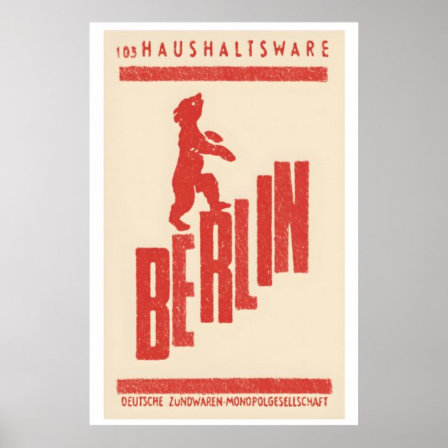 Berlin Bear Matchbox Label Print – Vintage German Poster (Vorne)