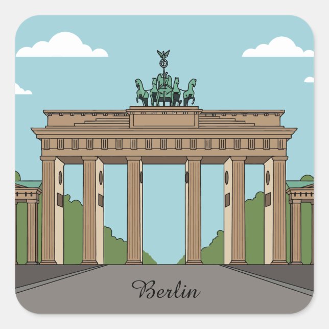 Berlin Brandenburg Gate – Classic City Landmark Quadratischer Aufkleber (Vorderseite)
