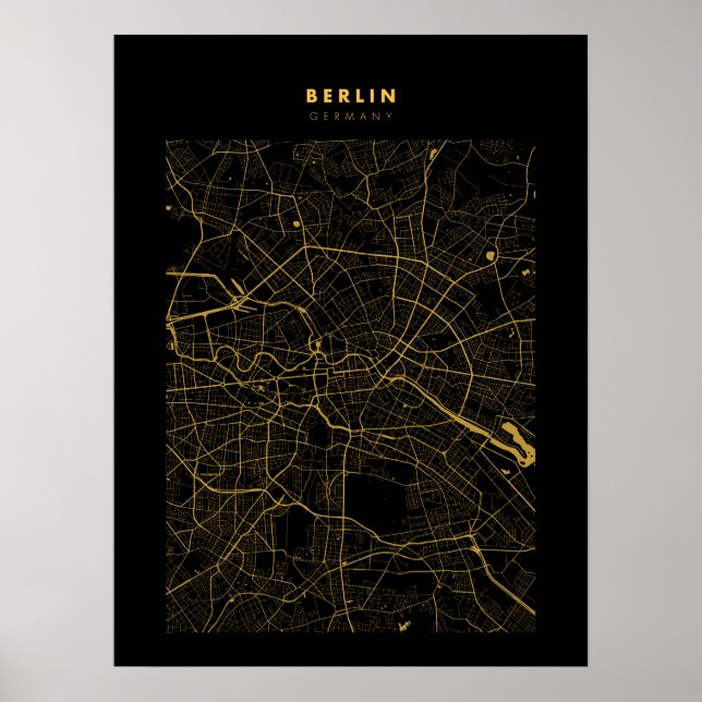 Berlin Dark Gold City Map Poster (Vorne)
