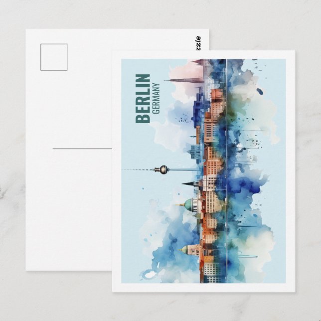 Berlin Deutschland Berühmter Platz Wasserfarben Postkarte (Vorne/Hinten)