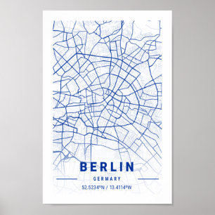Berlin Deutschland City Map Blue Poster