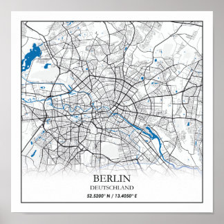 Berlin Deutschland City Map Koordinaten Poster