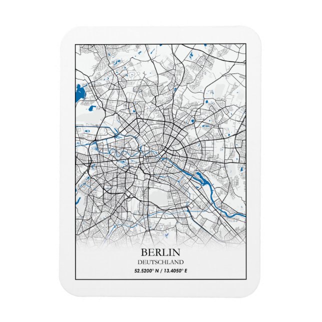 Berlin Deutschland City Map Travers Magnet (Vertikal)