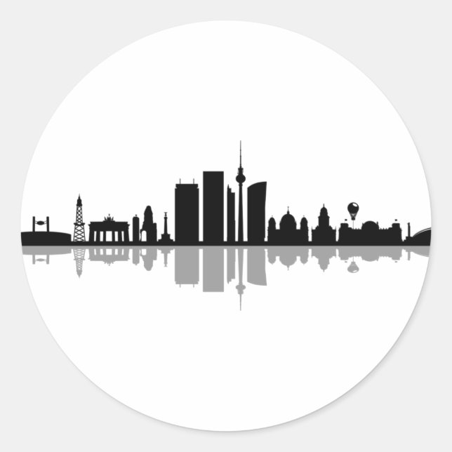 BERLIN Deutschland Hauptstadt City Skyline Silhoue Runder Aufkleber (Vorderseite)