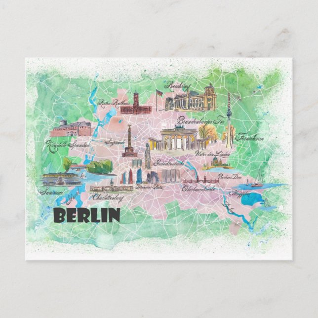 Berlin Deutschland Illustriert Karte mit Hauptverk (Vorderseite)