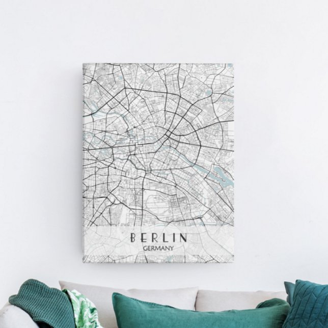 Berlin Deutschland Karte Canvas Print Leinwanddruck (Berlin Germany Map Wall Art)