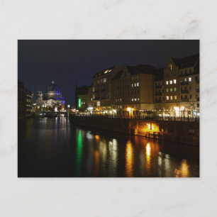 Berlin Deutschland Nacht Postkarte Spree Nacht